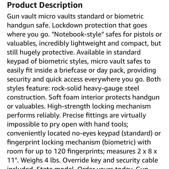 GUNVAULT MICROVAULT BIOMETRIC - Picture 5 of 7
